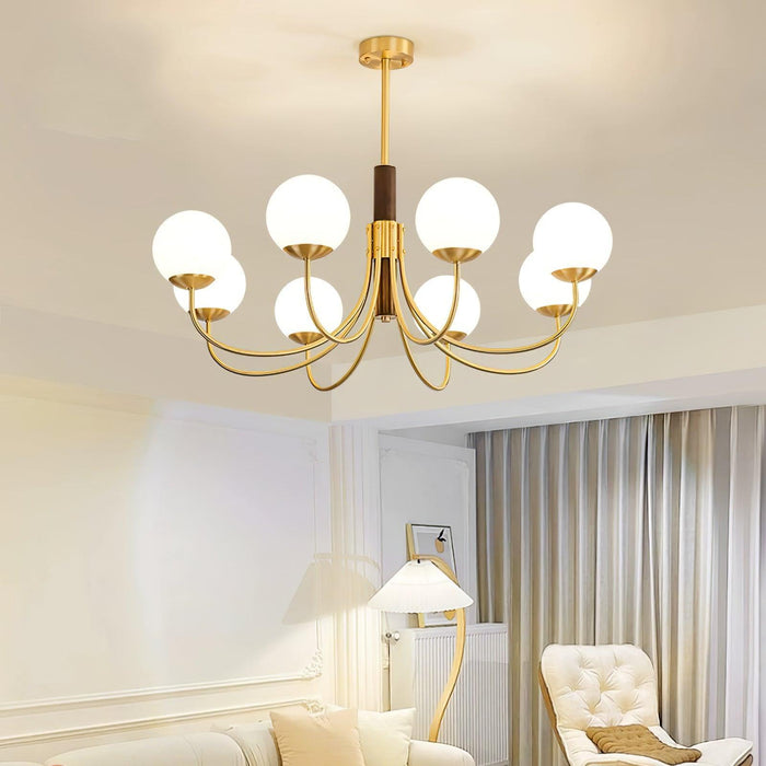 Midas Touch Walnut Sphere Chandelier-DWHOME