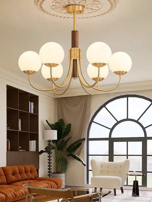 Midas Touch Walnut Sphere Chandelier-DWHOME
