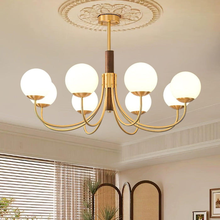 Midas Touch Walnut Sphere Chandelier-DWHOME