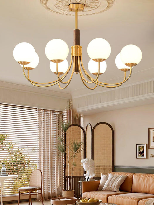 Midas Touch Walnut Sphere Chandelier-DWHOME
