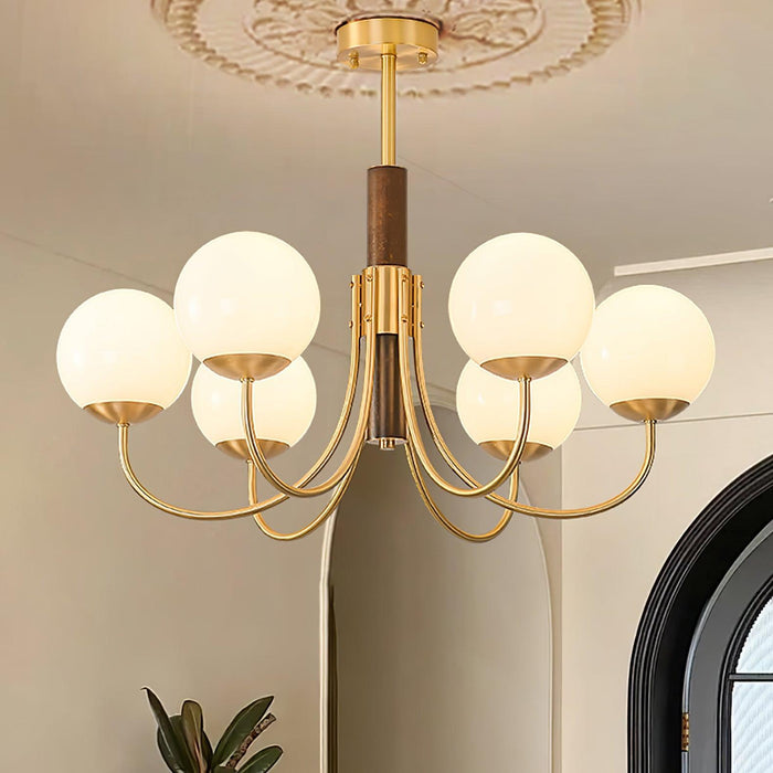 Midas Touch Walnut Sphere Chandelier-DWHOME