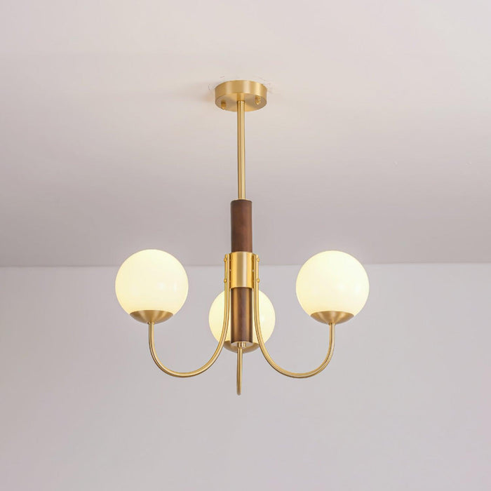 Midas Touch Walnut Sphere Chandelier-DWHOME