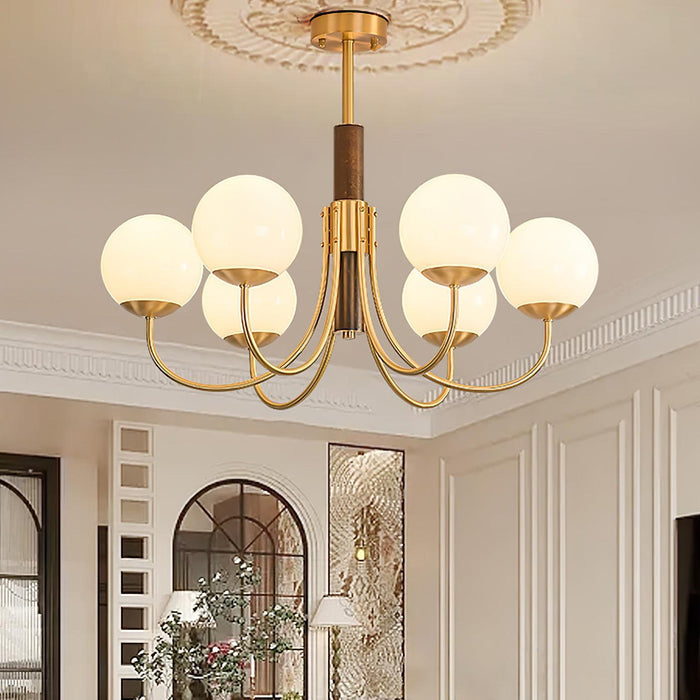 Midas Touch Walnut Sphere Chandelier-DWHOME