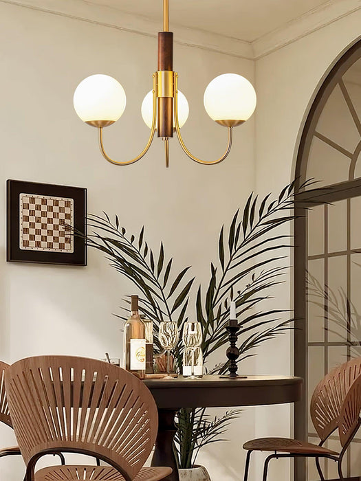 Midas Touch Walnut Sphere Chandelier-DWHOME