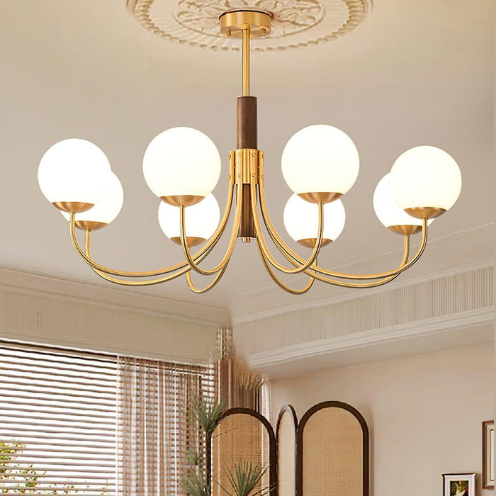 Midas Touch Walnut Sphere Chandelier-DWHOME