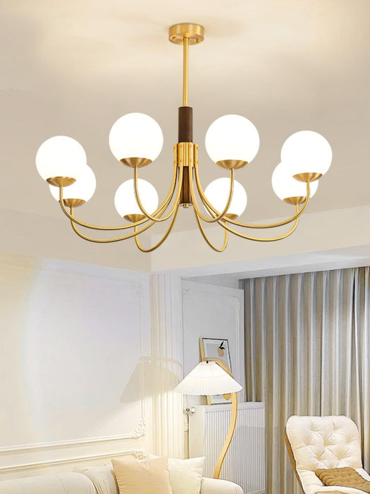 Midas Touch Walnut Sphere Chandelier-DWHOME