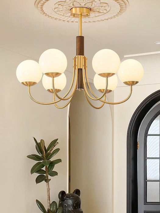 Midas Touch Walnut Sphere Chandelier-DWHOME