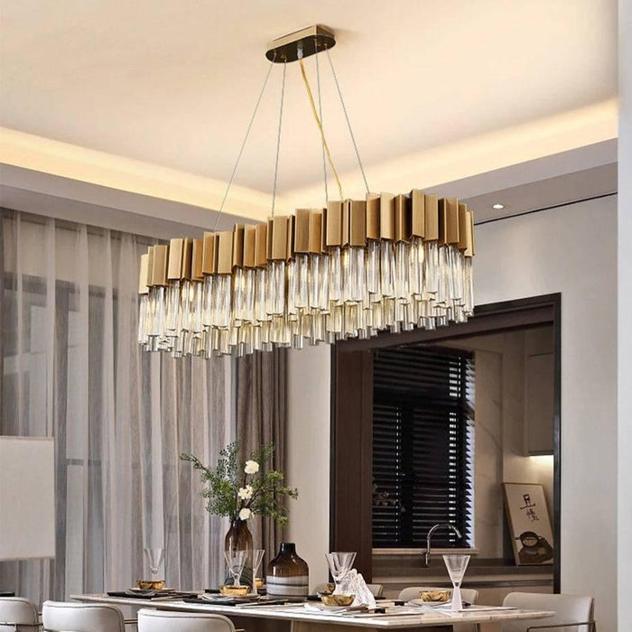 Milano Brushed Gold Dining Room Crystal Chandelier - DWHOME