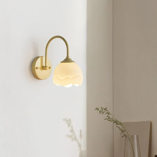 Milk White Floral Wall Lamp-DWHOME