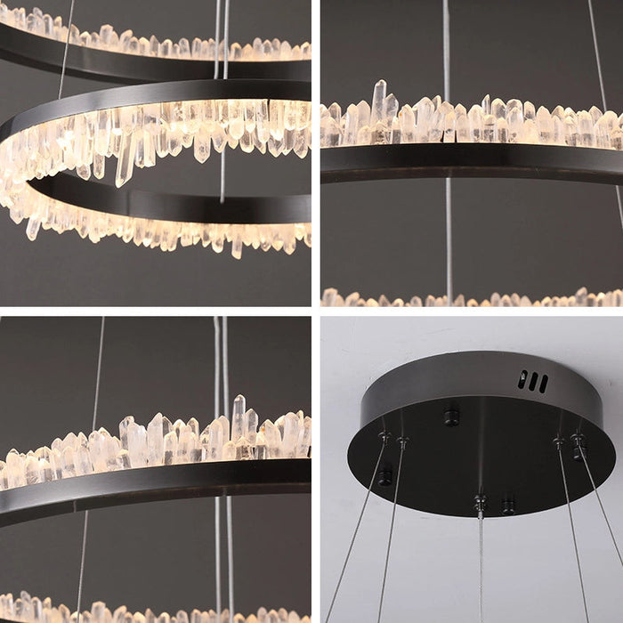 Minimalistic Crystal Quartz LED Chandelier-DWHOME