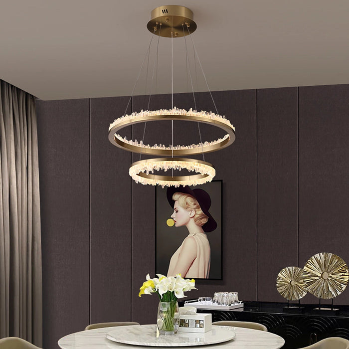 Minimalistic Crystal Quartz LED Chandelier-DWHOME