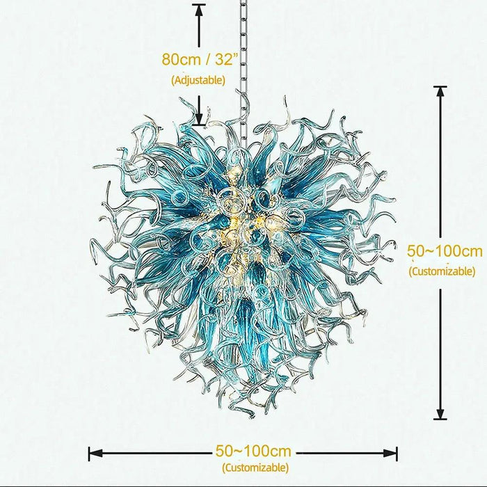 Modern Aqua Blue Glass Chandelier - DWHOME