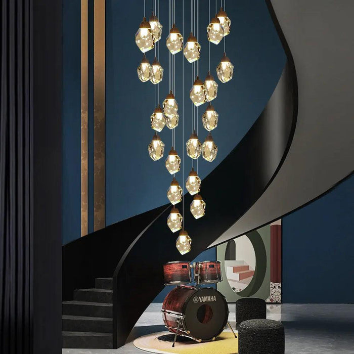 Modern Crystal Chandelier for High Ceiling Living Room-DWHOME