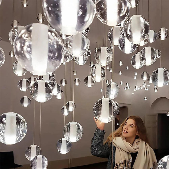 Modern Crystal Glass Bubble Chandelier for Foyer-DWHOME