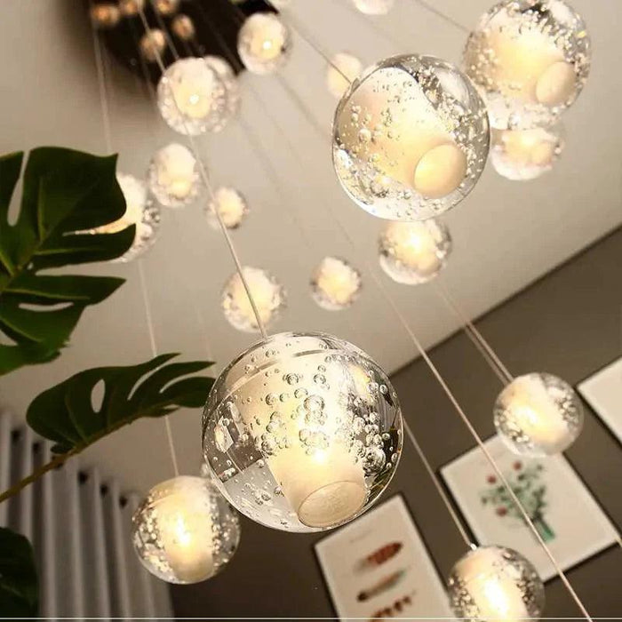 Modern Crystal Glass Bubble Chandelier for Foyer-DWHOME