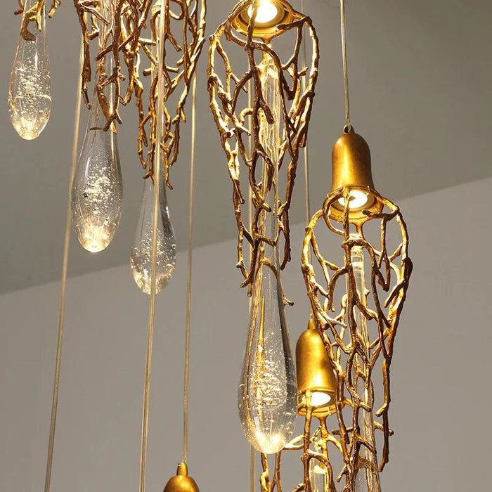 Modern Crystal Glass Drops Chandelier for Staircase - DWHOME