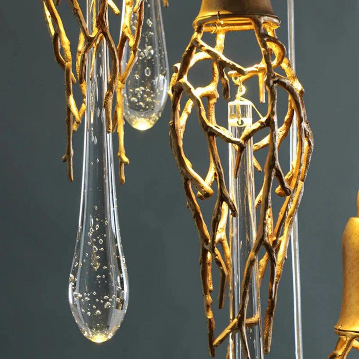Modern Crystal Glass Drops Chandelier for Staircase - DWHOME