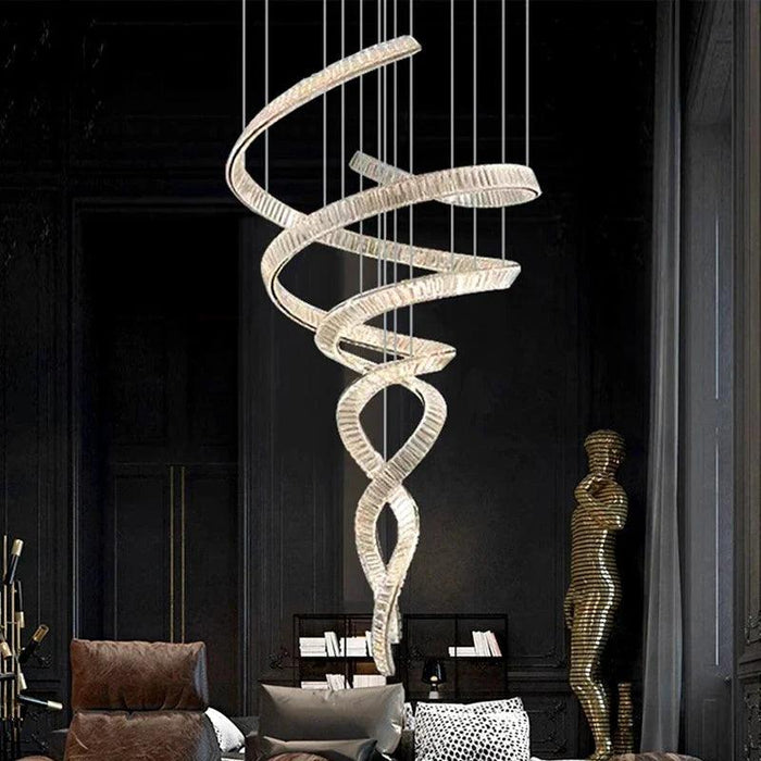 Modern Crystal Light Fixture for Staircase & Foyer & High Ceiling - DWHOME