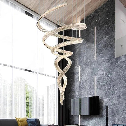 Modern Crystal Light Fixture for Staircase & Foyer & High Ceiling-DWHOME