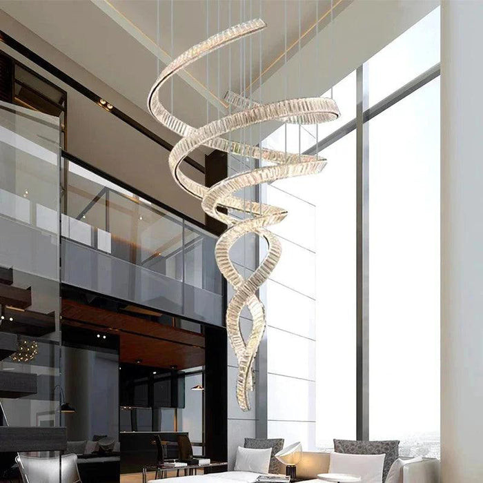 Modern Crystal Light Fixture for Staircase & Foyer & High Ceiling - DWHOME