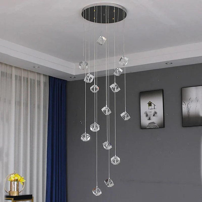 Modern Crystal Square Chandelier for Staircase - DWHOME