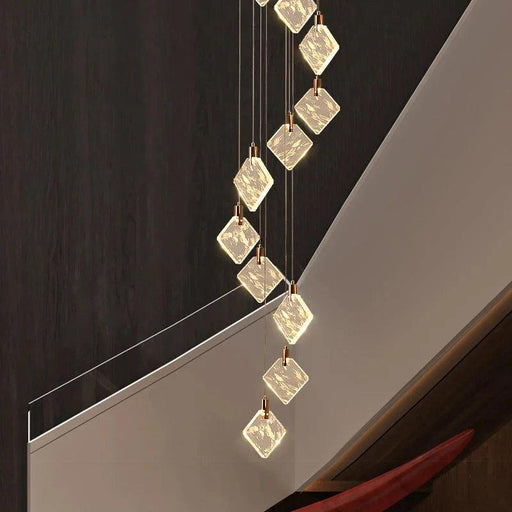 Modern Gold Long Spiral Crystal Chandelier for Staircase-DWHOME