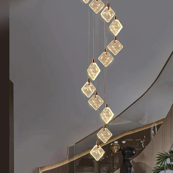Modern Gold Long Spiral Crystal Chandelier for Staircase - DWHOME