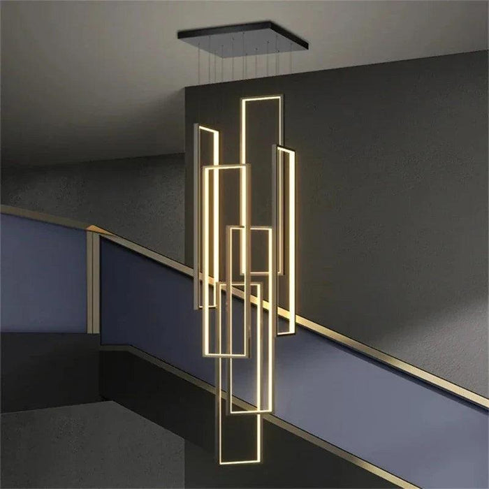 Modern Large Vertical Rectangle Chandelier For Staircase - DWHOME