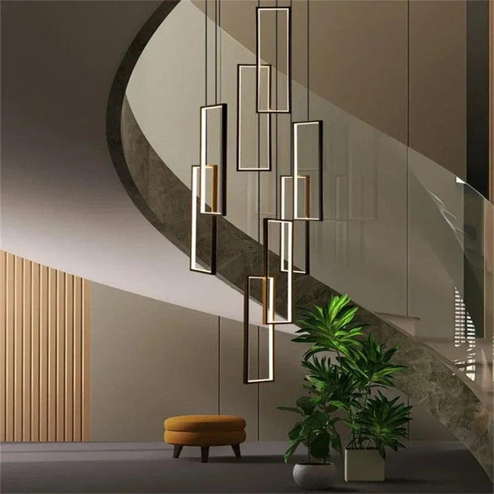 Modern Large Vertical Rectangle Chandelier For Staircase - DWHOME