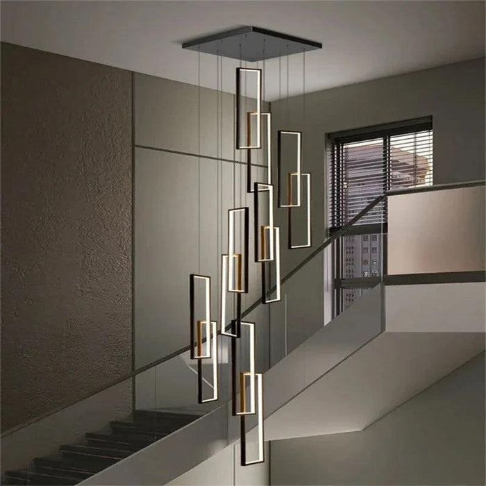 Modern Large Vertical Rectangle Chandelier For Staircase - DWHOME