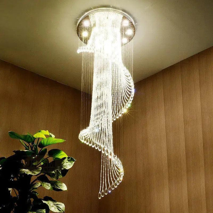 Modern Spiral Crystal Staircace Ceiling Chandelier - DWHOME