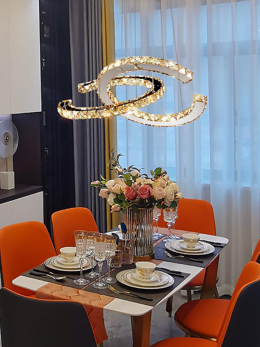 Modern Crystal Double C Chandelier-DWHOME