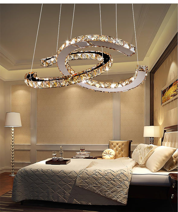 Modern Crystal Double C Chandelier-DWHOME