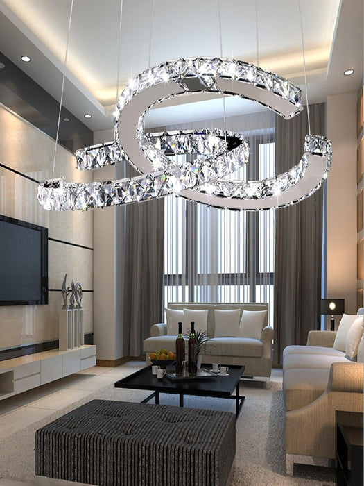 Modern Crystal Double C Chandelier-DWHOME