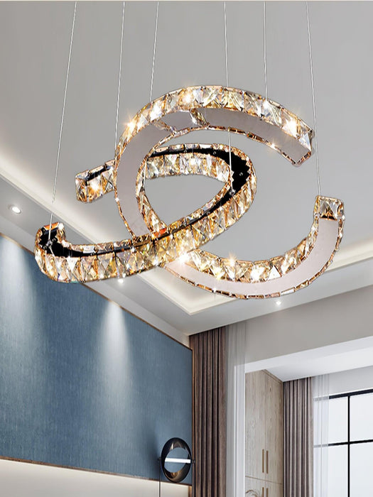 Modern Crystal Double C Chandelier-DWHOME