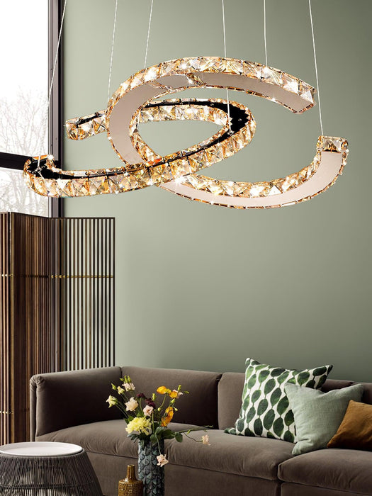 Modern Crystal Double C Chandelier-DWHOME