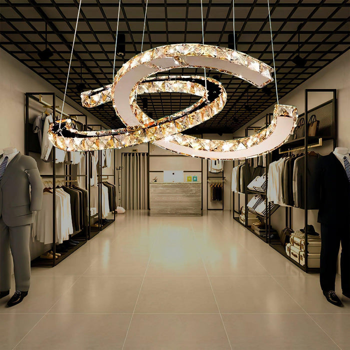 Modern Crystal Double C Chandelier-DWHOME