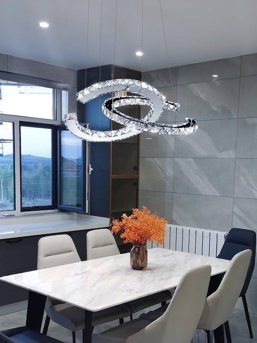 Modern Crystal Double C Chandelier-DWHOME