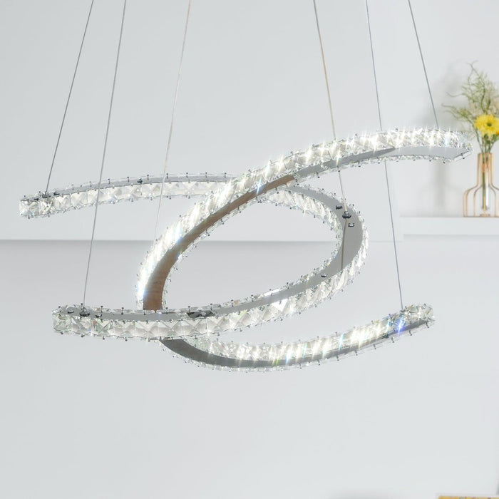 Modern Crystal Double C Chandelier-DWHOME