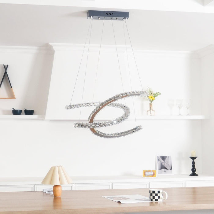 Modern Crystal Double C Chandelier-DWHOME