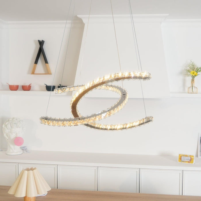Modern Crystal Double C Chandelier-DWHOME