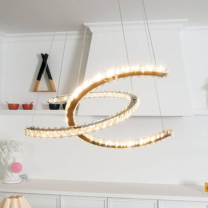 Modern Crystal Double C Chandelier-DWHOME