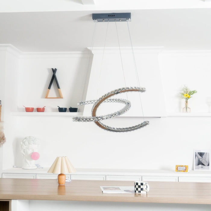 Modern Crystal Double C Chandelier-DWHOME