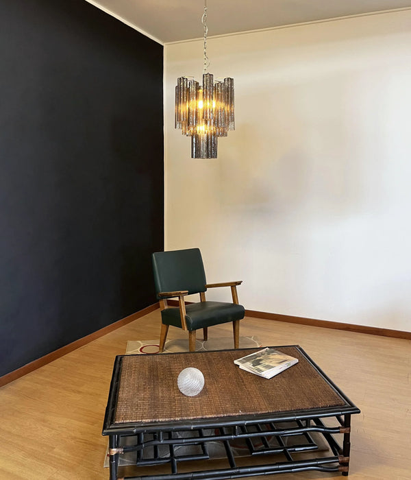 Fantastic Smoked Murano Glass Tube Chandelier-DWHOME