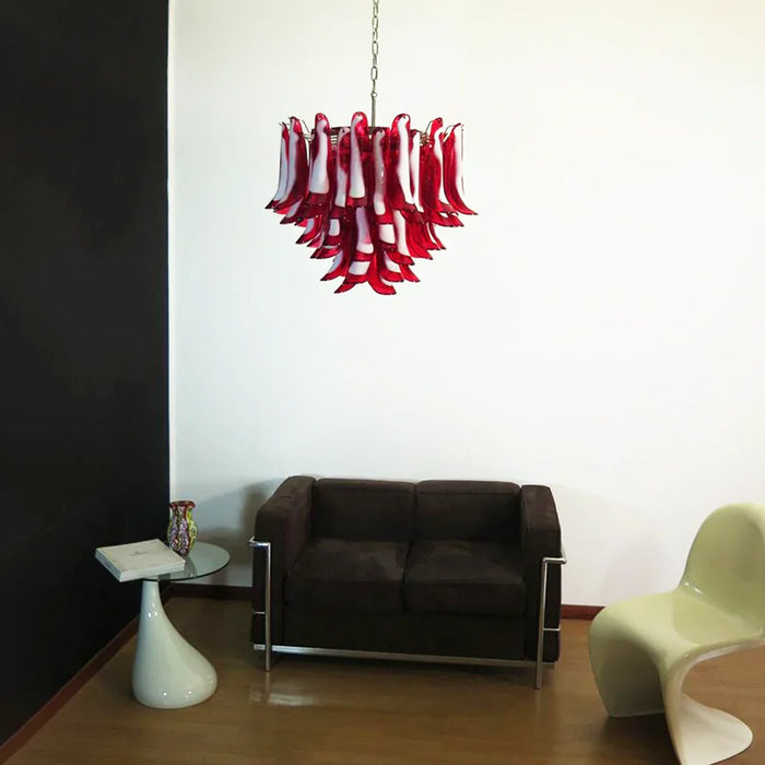 Vintage Red Glass Murano Petals Chandelier-DWHOME