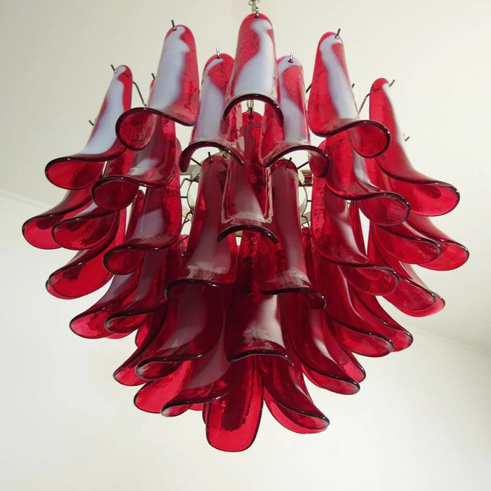 Vintage Red Glass Murano Petals Chandelier-DWHOME