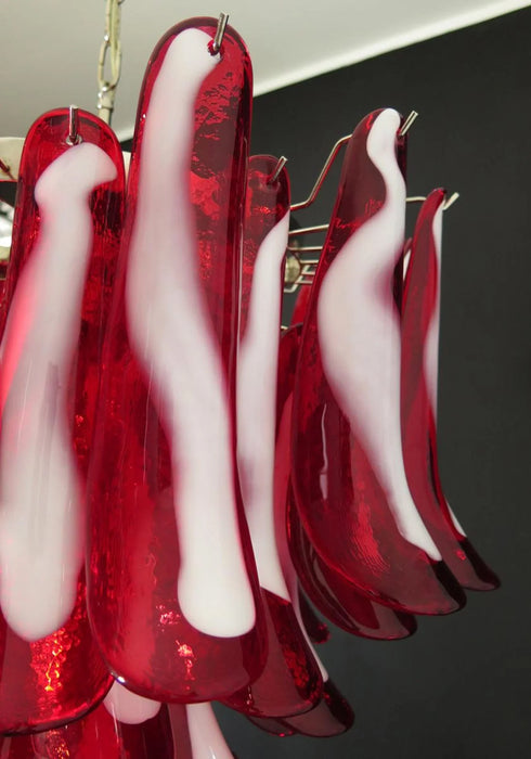 Vintage Red Glass Murano Petals Chandelier-DWHOME