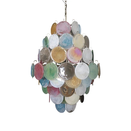 Huge Vintage Murano Multicolored Disks Chandelier-DWHOME