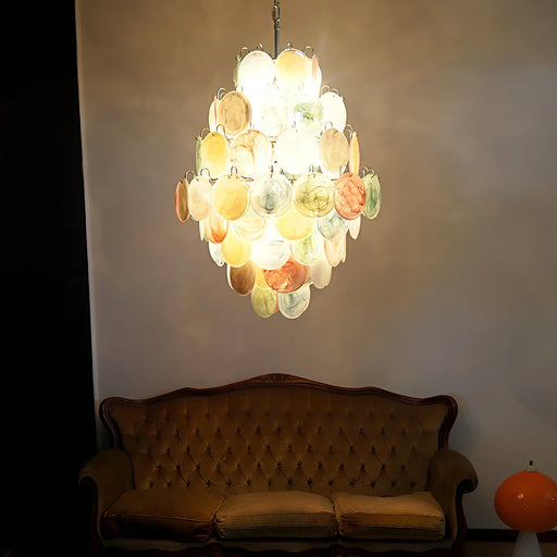 Huge Vintage Murano Multicolored Disks Chandelier-DWHOME