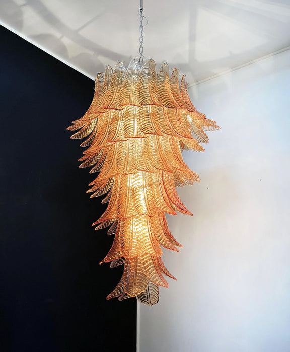 Murano Amber Felch Spiral Chandelier-DWHOME
